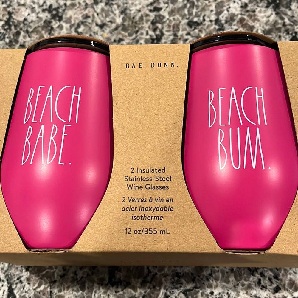 Rae Dunn Hot Pink Wine Glasses